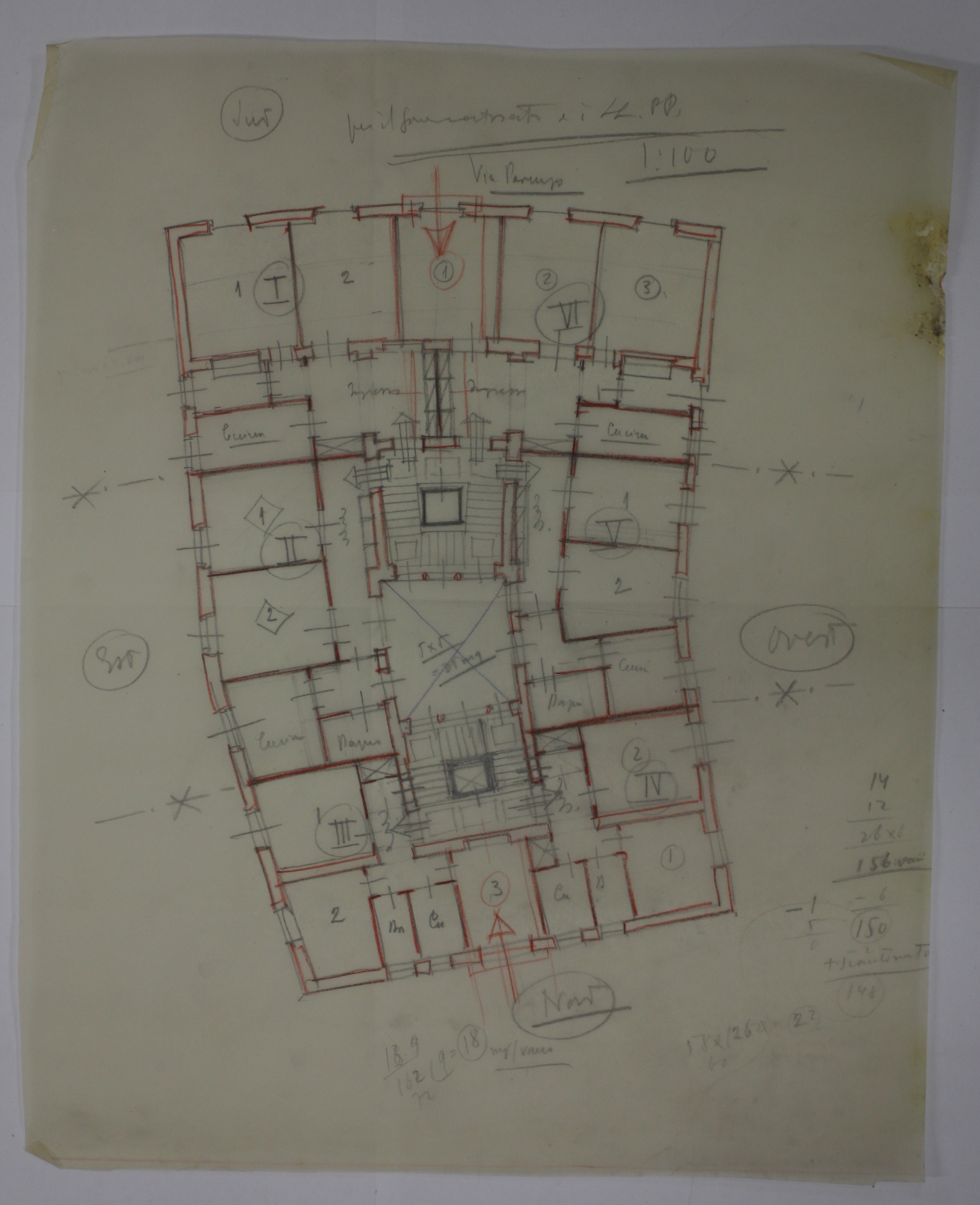 disegno architettonico di Bruno Slocovich (prima metà XX)