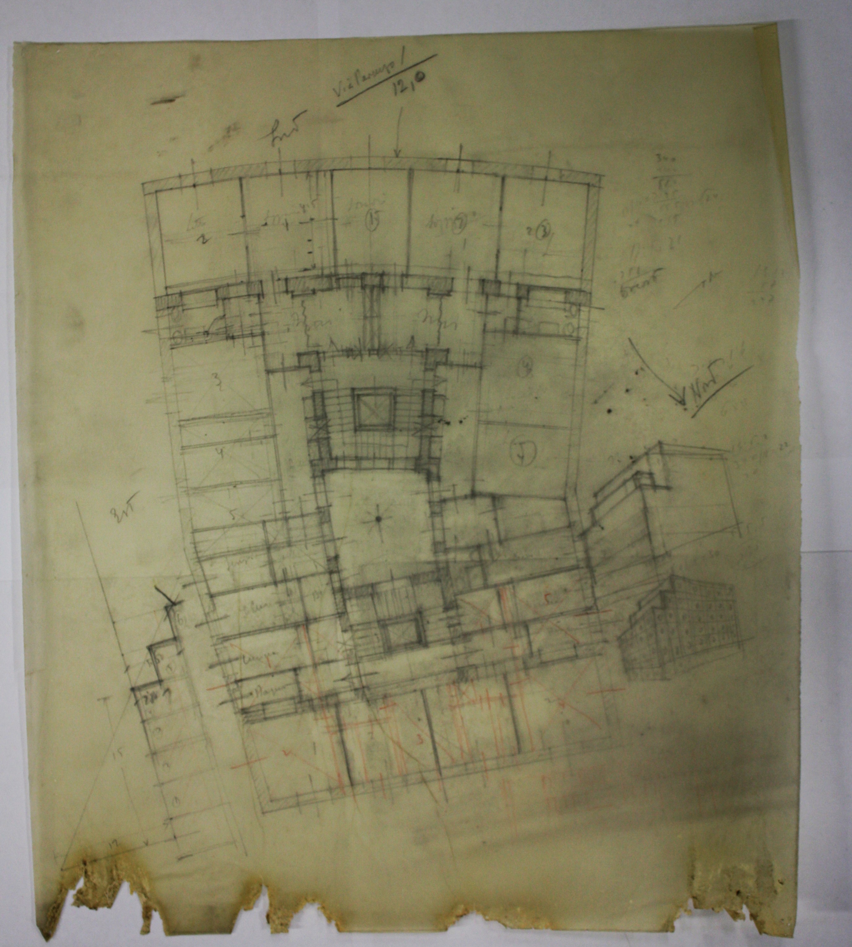 disegno architettonico di Bruno Slocovich (prima metà XX)