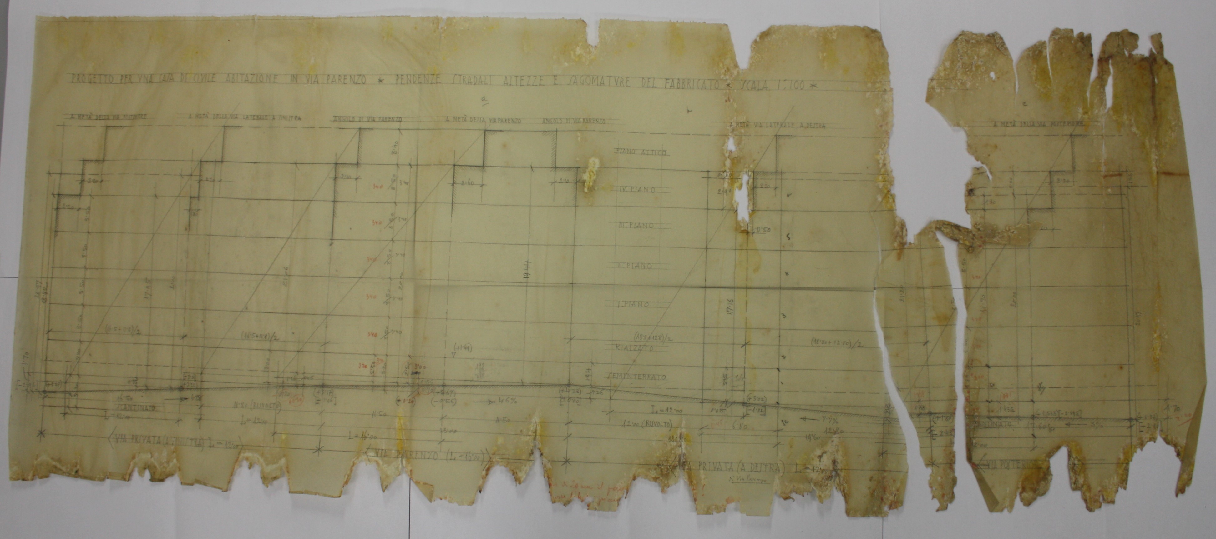 disegno architettonico di Bruno Slocovich (prima metà XX)