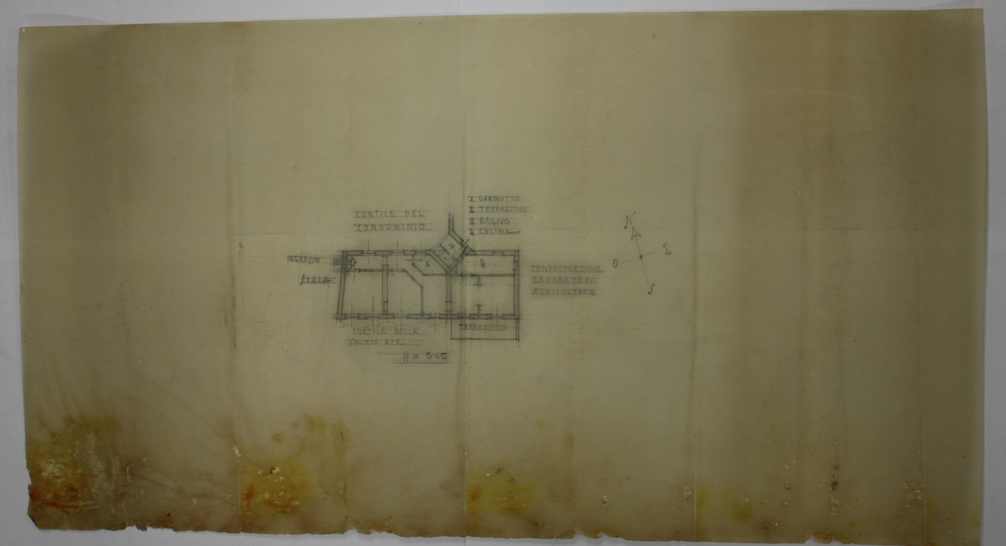 disegno architettonico di Bruno Slocovich (prima metà XX)