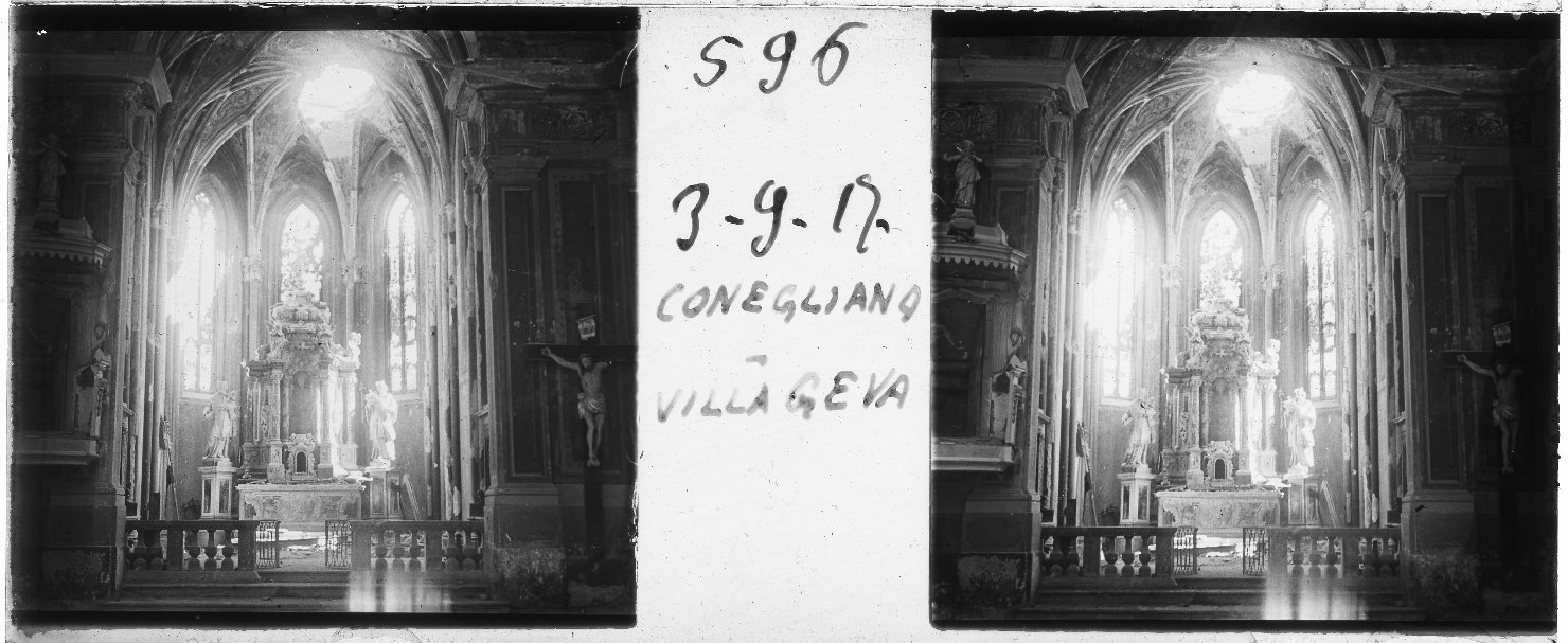 Interno di chiesa con tetto sfondato (positivo stereoscopico) di Anonimo (XX)