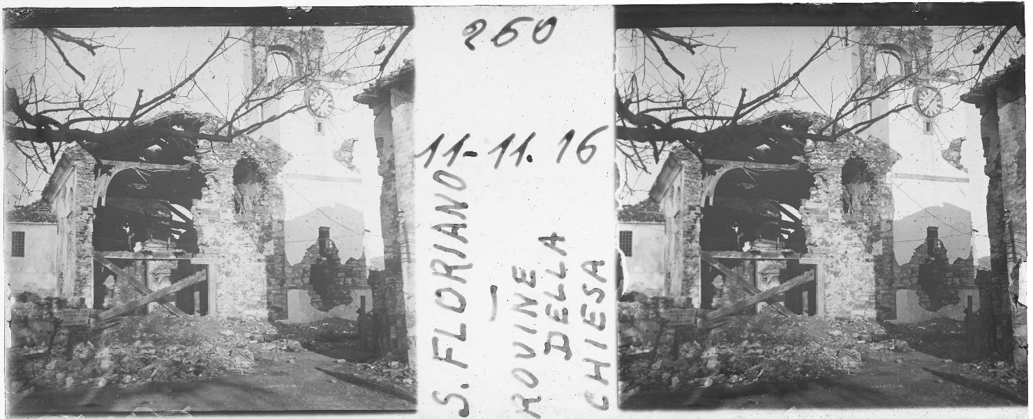 Veduta di chiesa distrutta (positivo stereoscopico) di Anonimo (XX)
