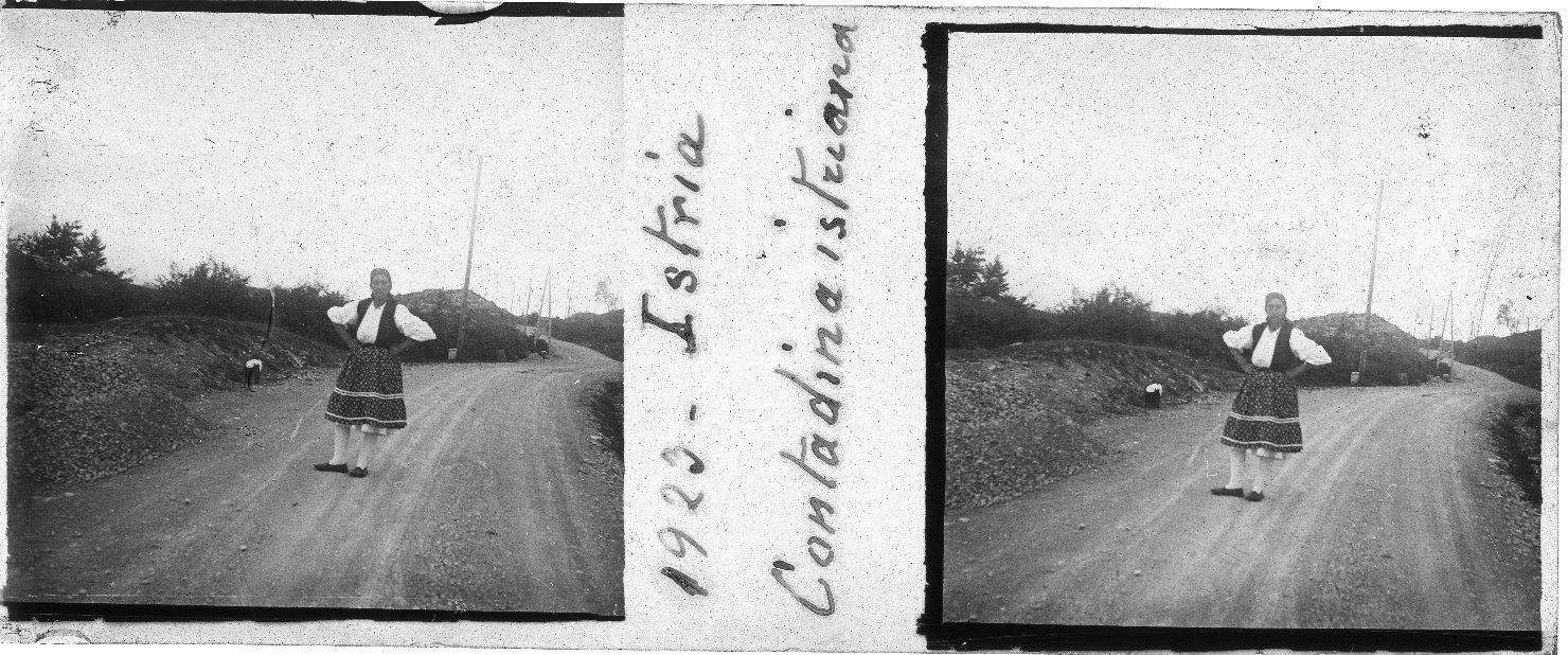 Donna in costume tipico (positivo stereoscopico) di Anonimo (XX)