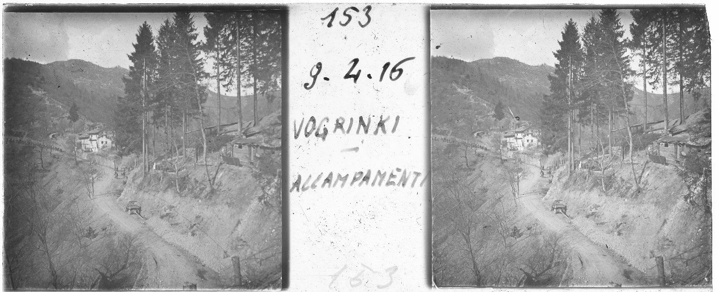 Paesaggio con baracche (positivo stereoscopico) di Anonimo (XX)