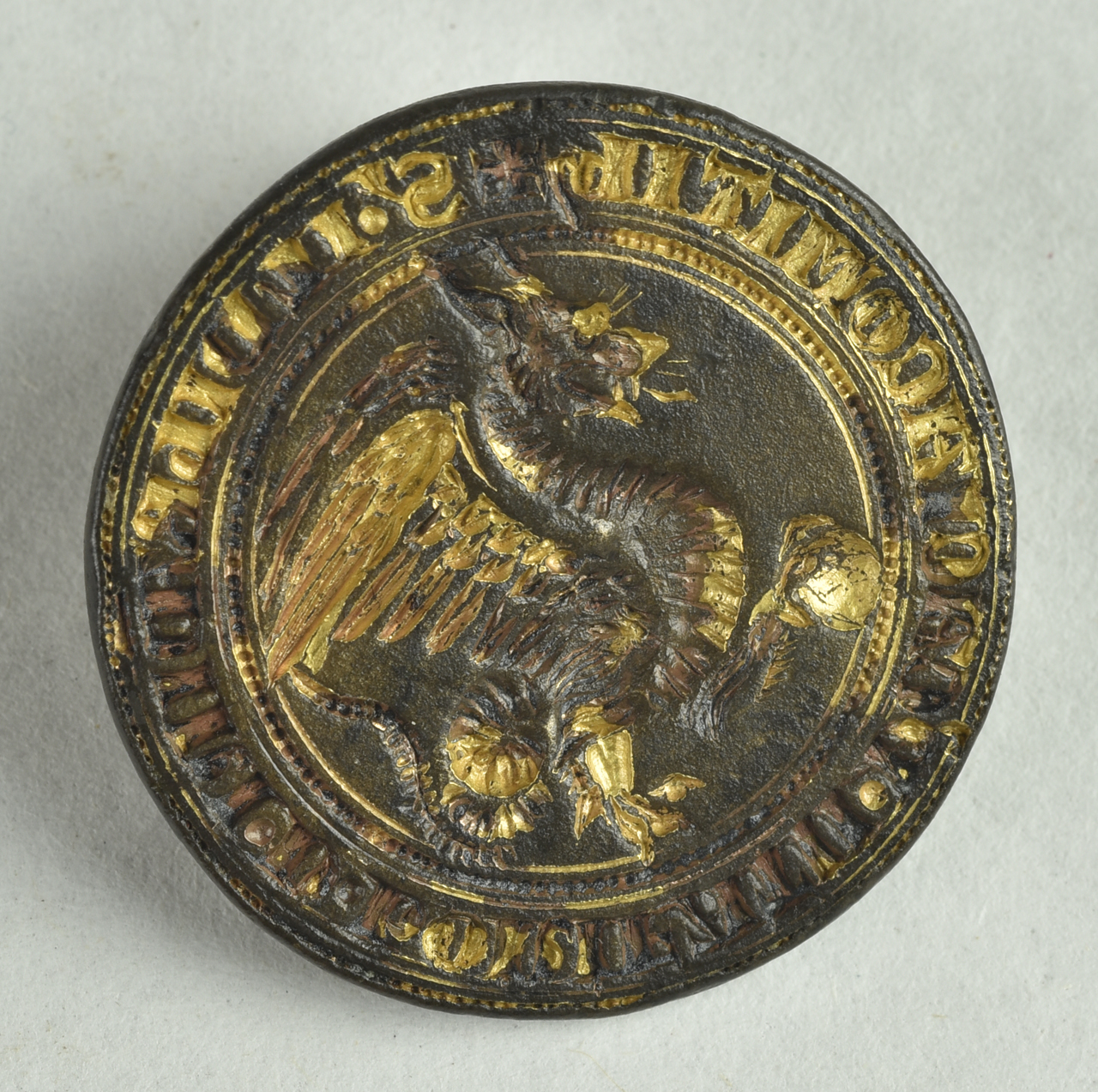 drago con globo (sigillo) - bottega senese (inizio XIV)