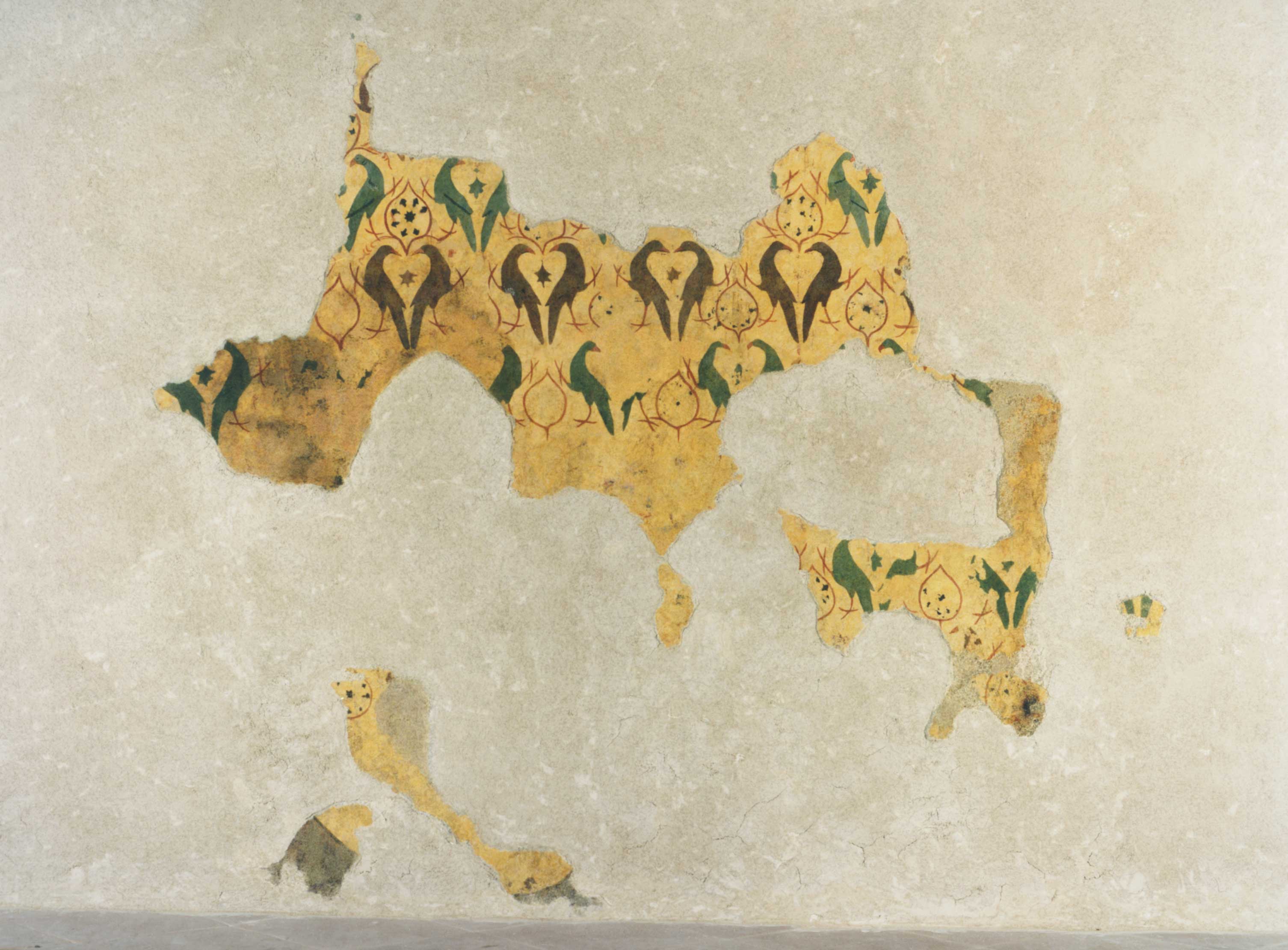 motivi decorativi vegetali con uccelli (dipinto, complesso decorativo) di Maestro della Dormitio di Terni (attribuito) - ambito umbro (fine/ inizio sec. XIV/ XV)