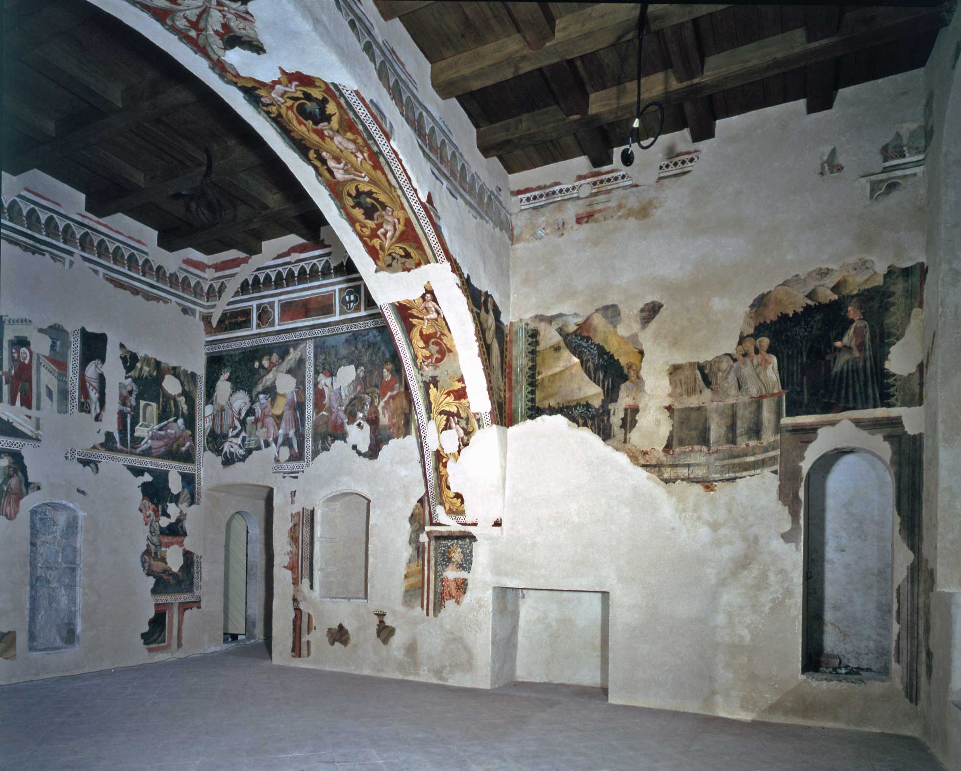 cornice architettonica con motivi decorativi (dipinto, complesso decorativo) di Maestro della Dormitio di Terni (attribuito) - ambito umbro (fine/ inizio sec. XIV/ XV)