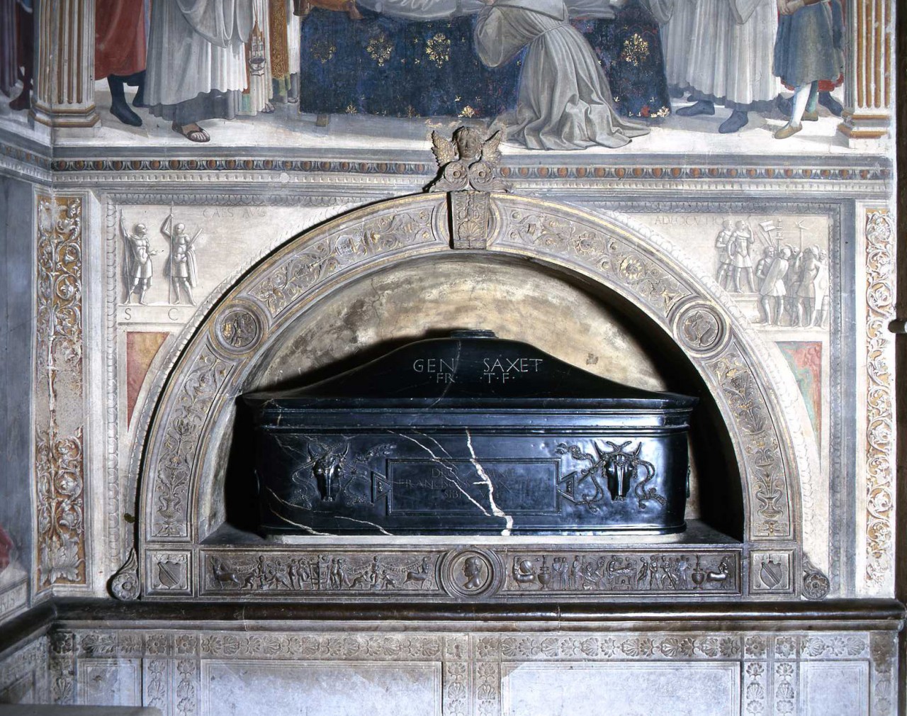 imperatore che parla ad un soldato e all'esercito (dipinto murale) di Bigordi Domenico detto Domenico Ghirlandaio (ultimo quarto sec. XV)