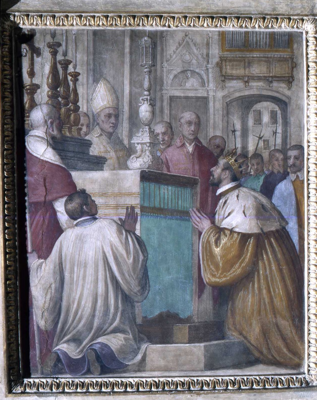 traslazione della mascella di S. Giovanni Gualberto in S. Trinita (dipinto murale, ciclo) di Cresti Domenico detto Passignano (fine sec. XVI)