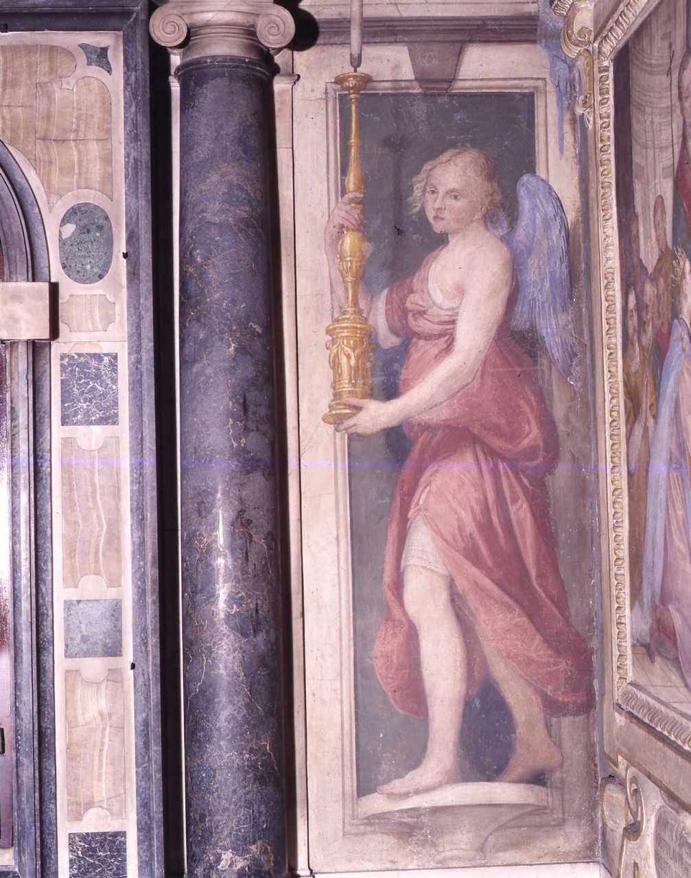 angelo reggicandelabro (dipinto murale, ciclo) di Cresti Domenico detto Passignano (fine sec. XVI)