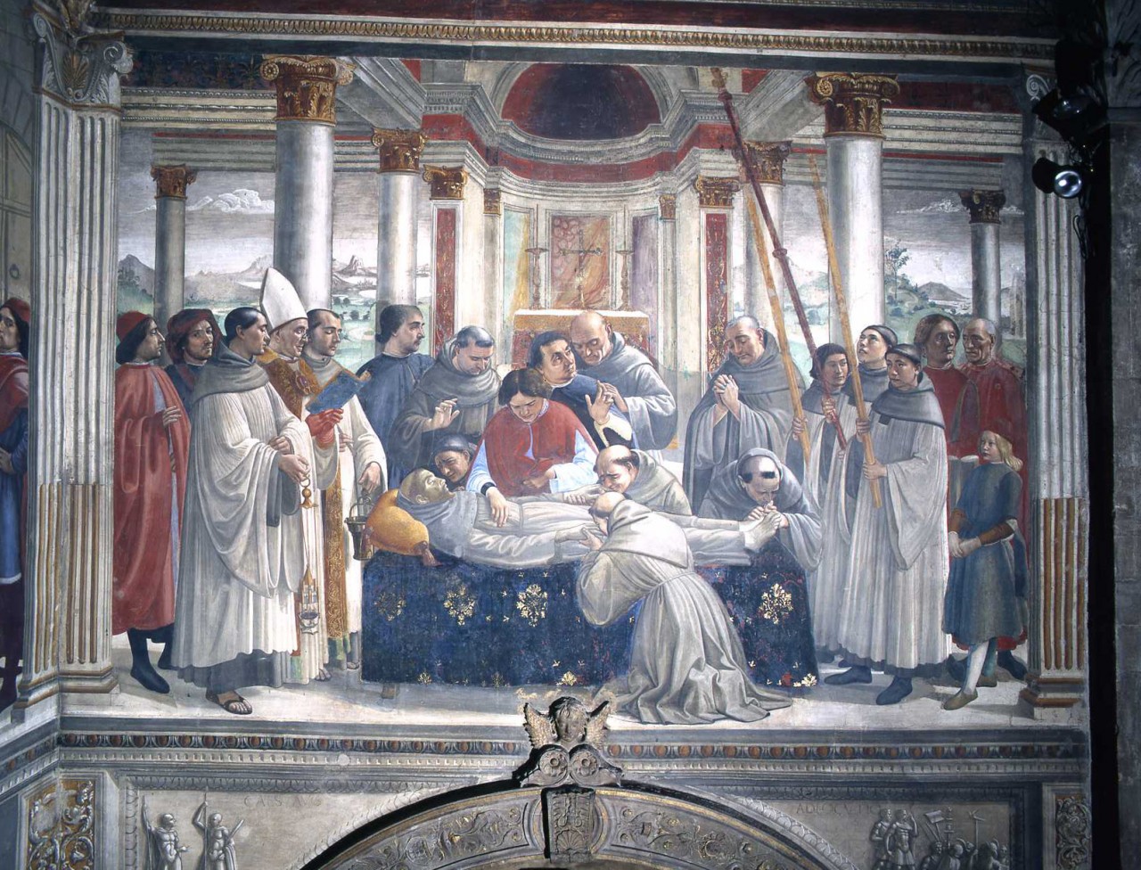 morte di San Francesco d'Assisi (dipinto murale, ciclo) di Bigordi Domenico detto Domenico Ghirlandaio (ultimo quarto sec. XV)