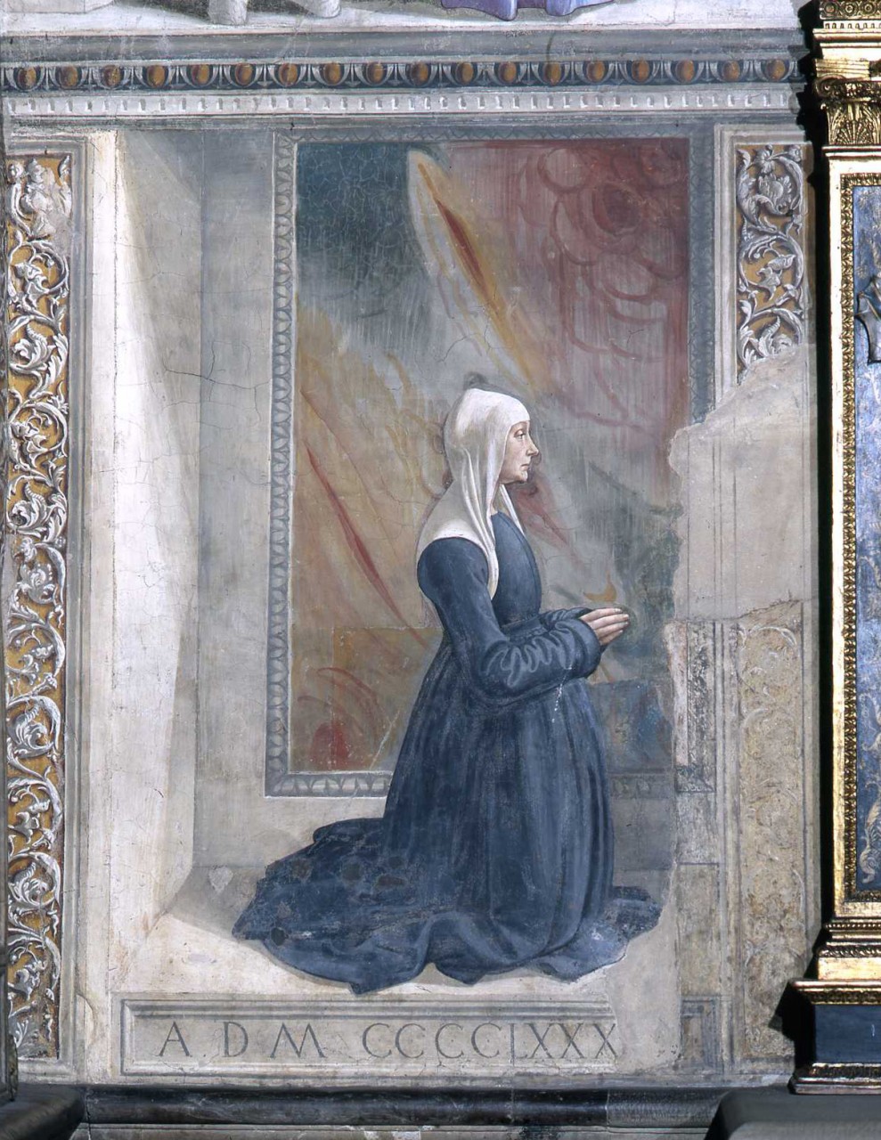 ritratto di Nera Corsi Sassetti (dipinto murale, ciclo) di Bigordi Domenico detto Domenico Ghirlandaio (ultimo quarto sec. XV)