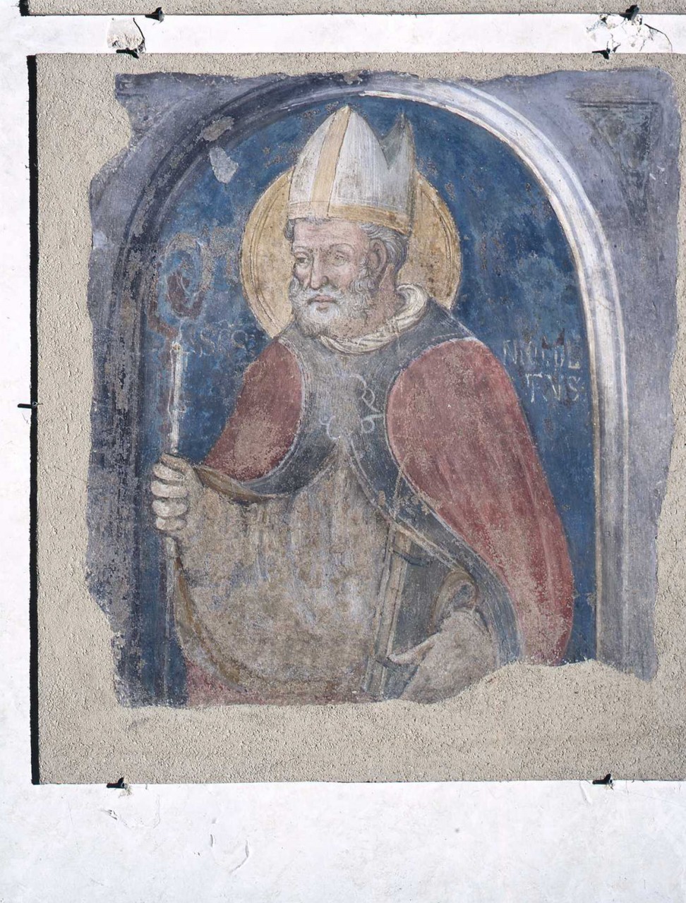 San Nicola di Bari (dipinto murale) di Gerini Niccolò di Pietro (cerchia) (fine/ inizio secc. XIV/ XV)