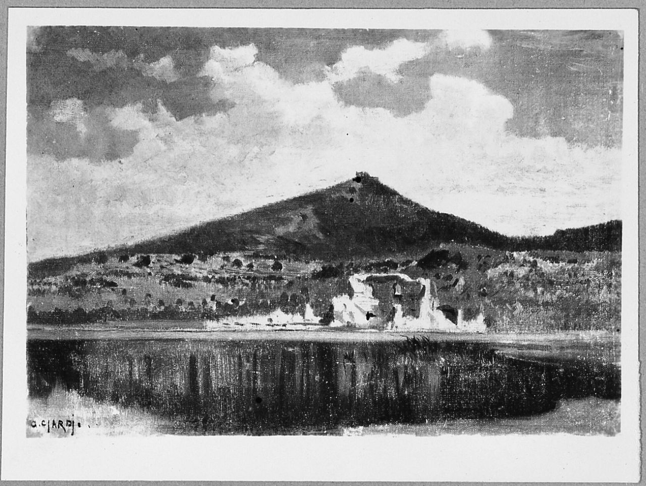 veduta del lago d'Averno (dipinto) di Ciardi Guglielmo (sec. XX)