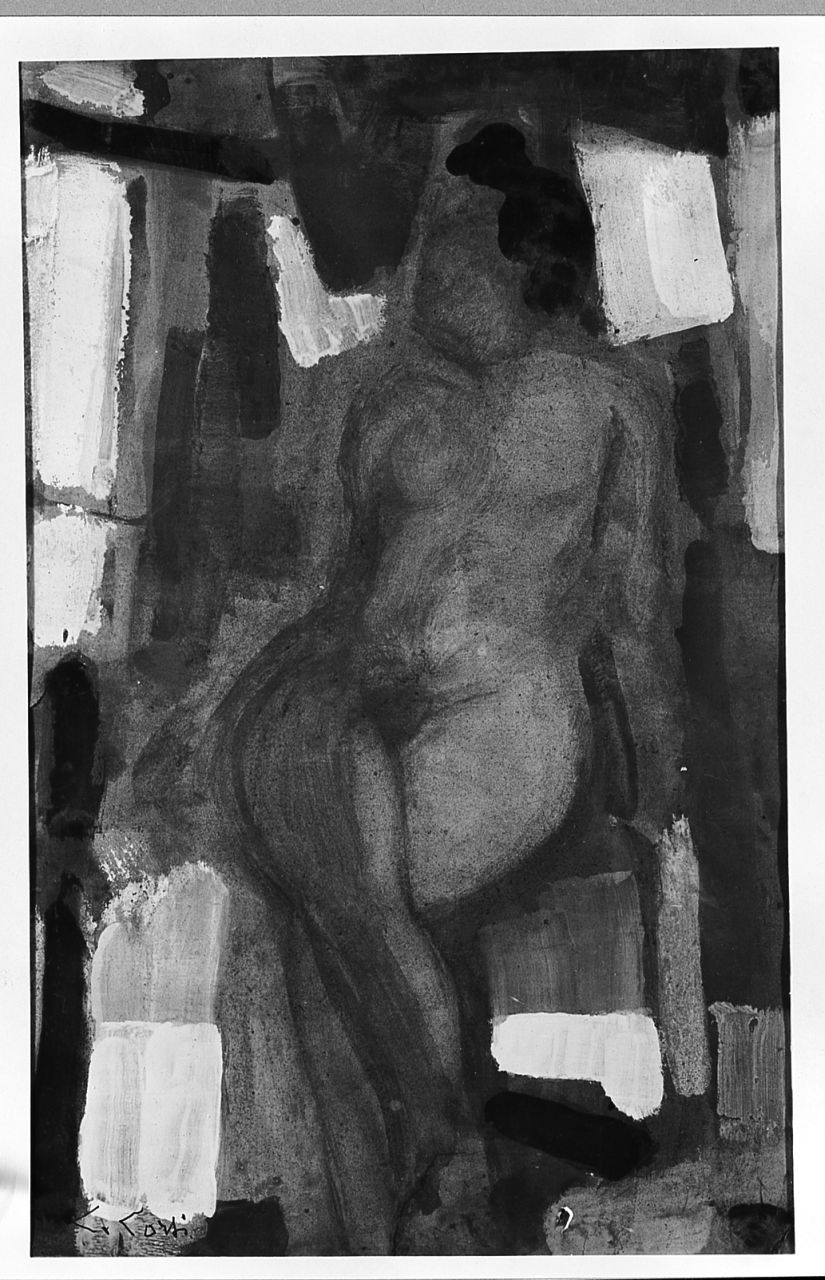 Nada seduta, figura femminile nuda (dipinto) di Corsi Carlo (sec. XX)