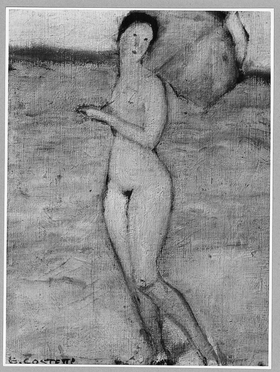 L’ombrellino, figura femminile nuda (dipinto) di Costetti Giovanni (sec. XX)