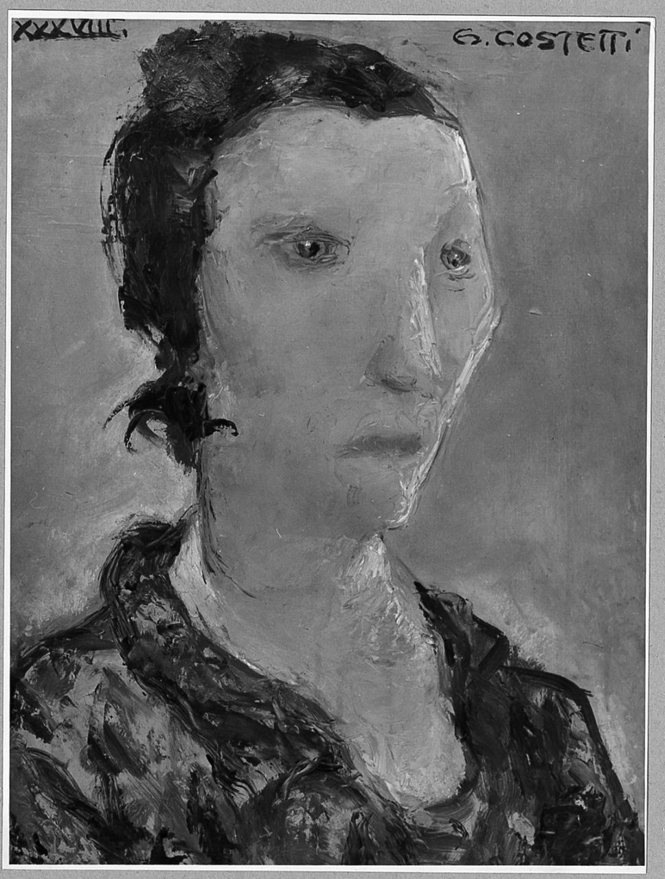 Testa in giallo, testa di donna (dipinto) di Costetti Giovanni (sec. XX)