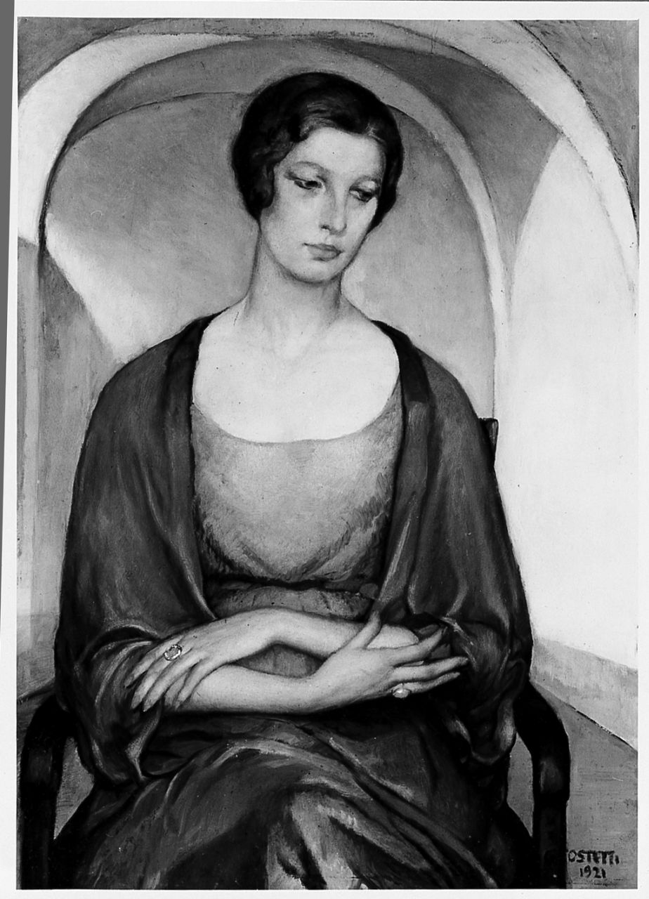 La pensierosa, ritratto di donna (dipinto) di Costetti Giovanni (sec. XX)