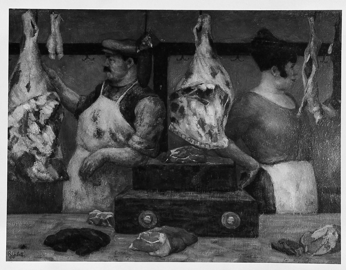 macelleria (dipinto) di Costetti Romeo (prima metà sec. XX)