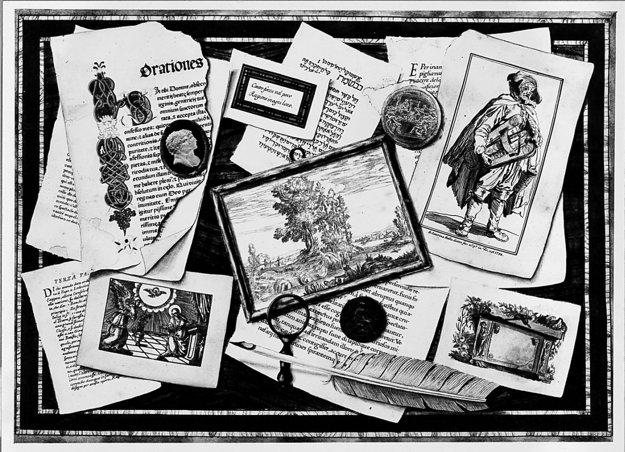 Miscellanea, trompe l’oeil (dipinto) di Della Santa Pietro Leopoldo (prima metà sec. XIX)