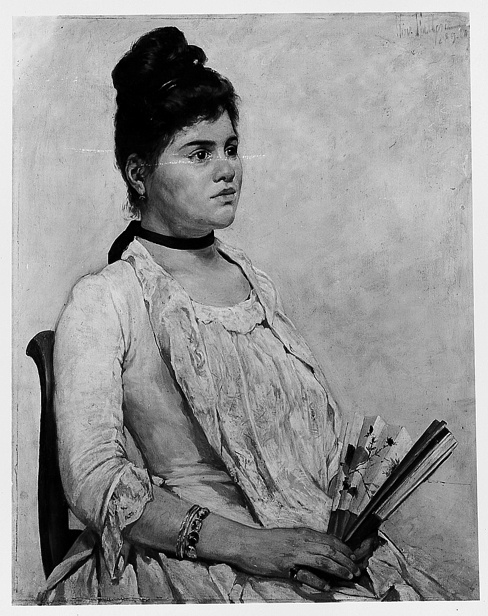 Ritratto della figliastra, ritratto di donna (dipinto) di Bortone Antonio (sec. XIX)