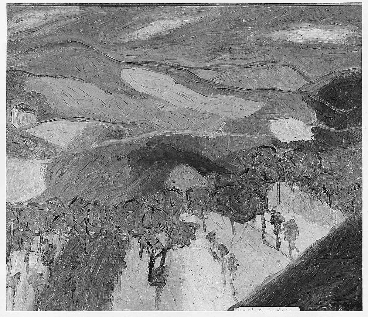 Mugello, paesaggio del Mugello (dipinto) di Ferrini Dario (sec. XX)