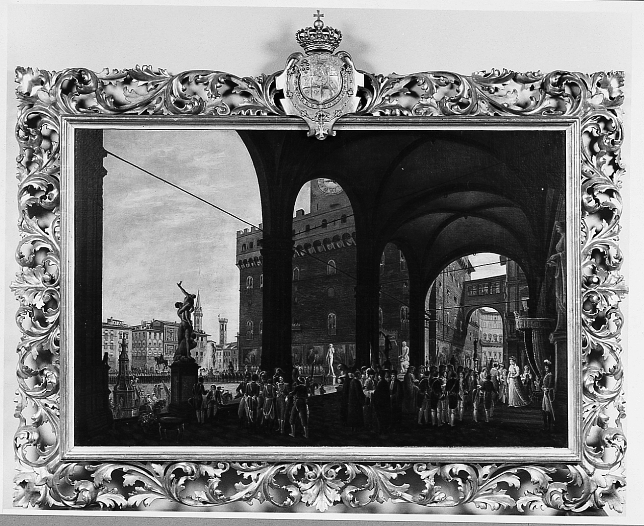 La festa degli omaggi, piazza della Signoria (dipinto) di Gherardi Gaspero Maria Francesco Giuseppe (sec. XIX)