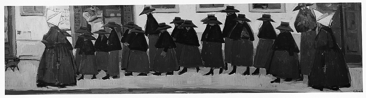 educande (dipinto) di Giachetti Giulio Cesare (sec. XX)