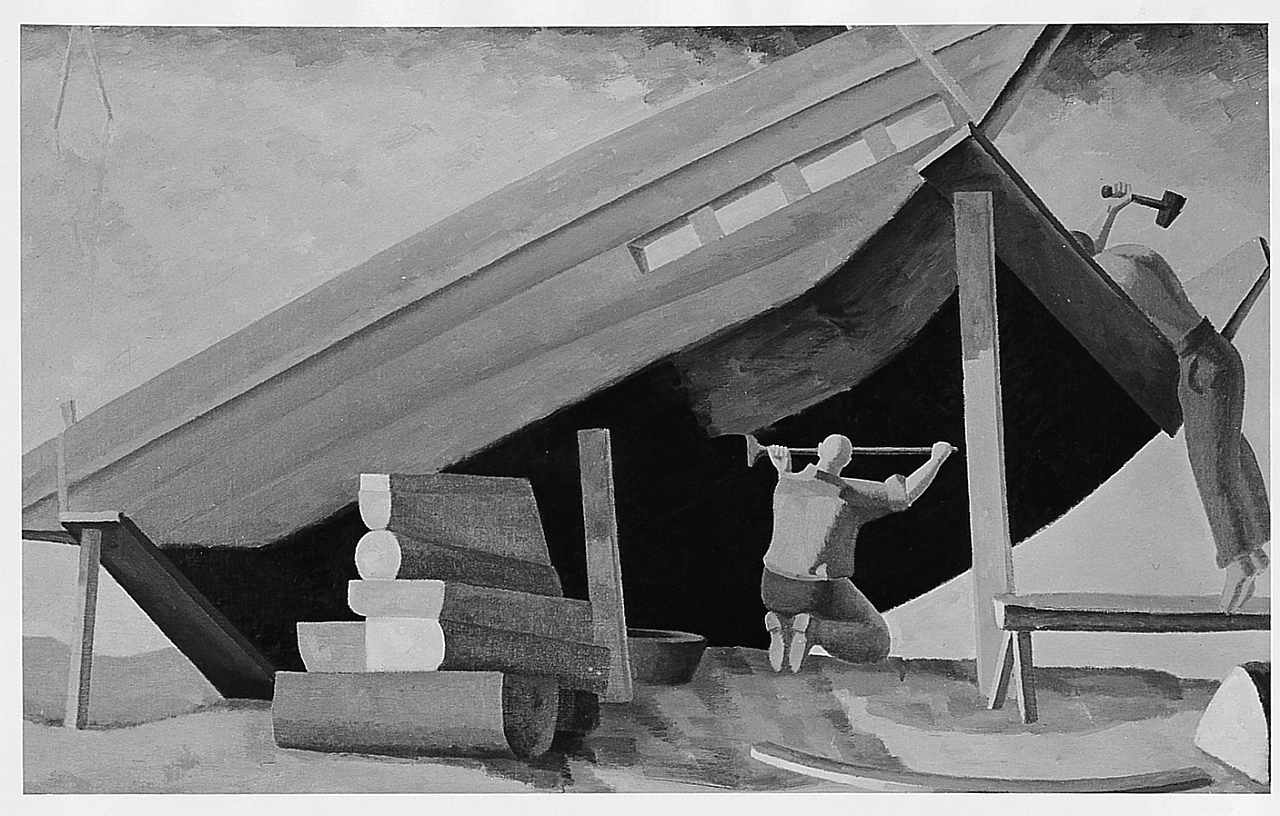 I calafati, lavoratori (dipinto) di Guasti Marcello (sec. XX)
