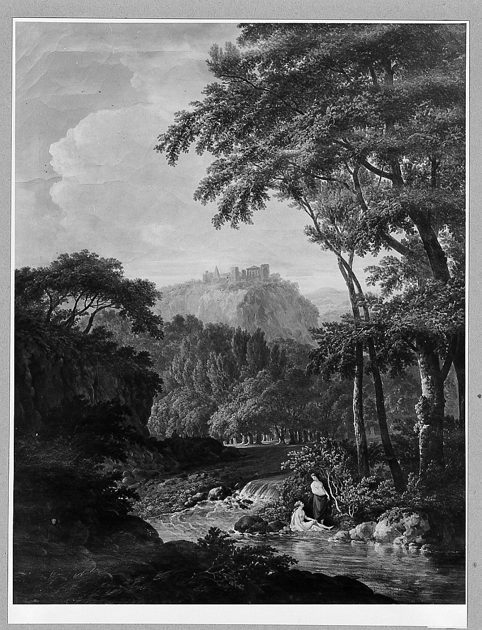 Paesaggio classico, paesaggio con figure (dipinto) di Hackert Jacob Philipp (sec. XIX)