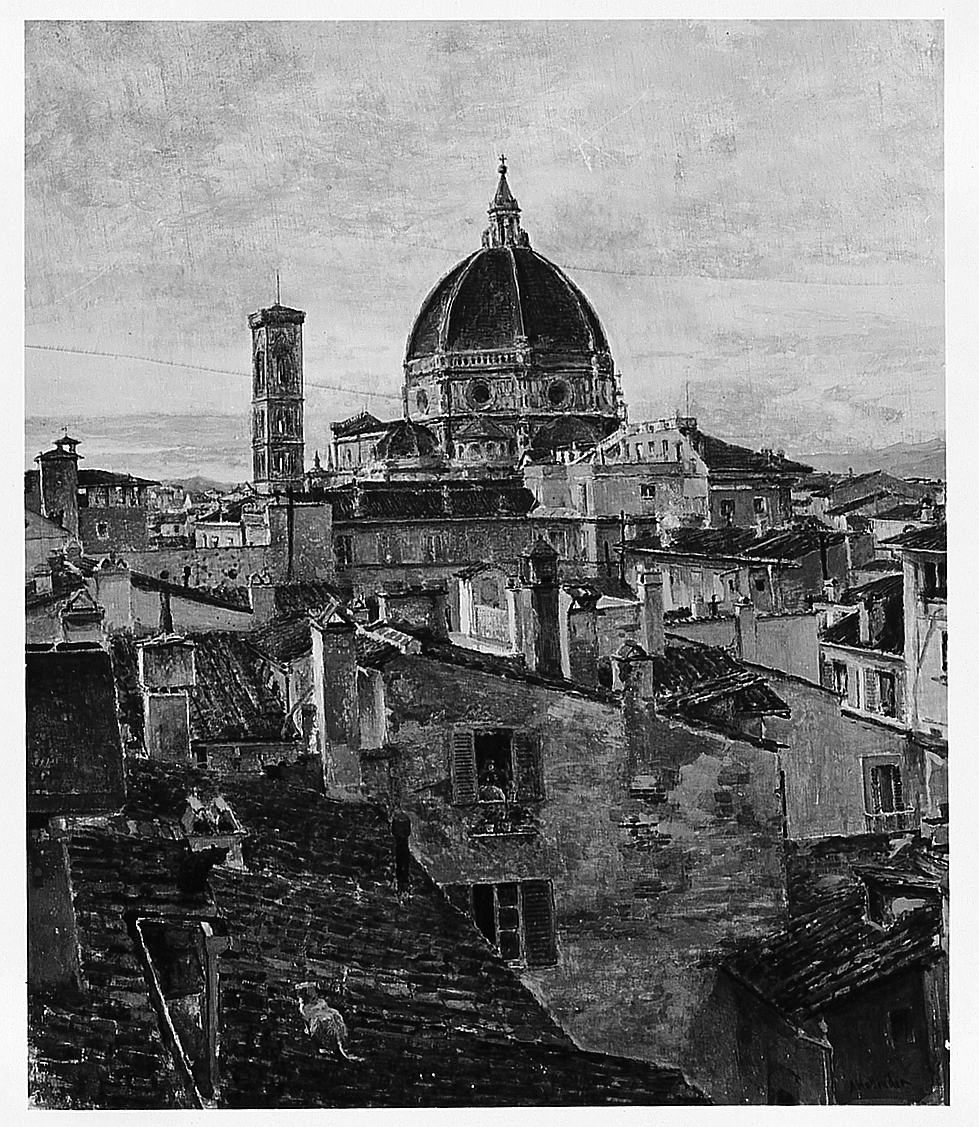 Cupola di S. Maria del Fiore, veduta di S. Maria del Fiore (dipinto) di Hollaender Alfonso (sec. XX)
