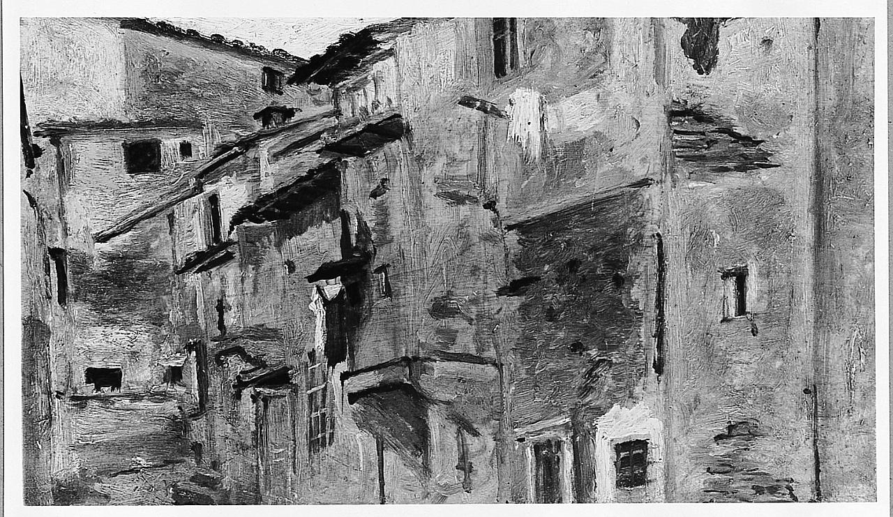 Veduta di un vicolo, paesaggio (dipinto) di Hollaender Alfonso (sec. XX)