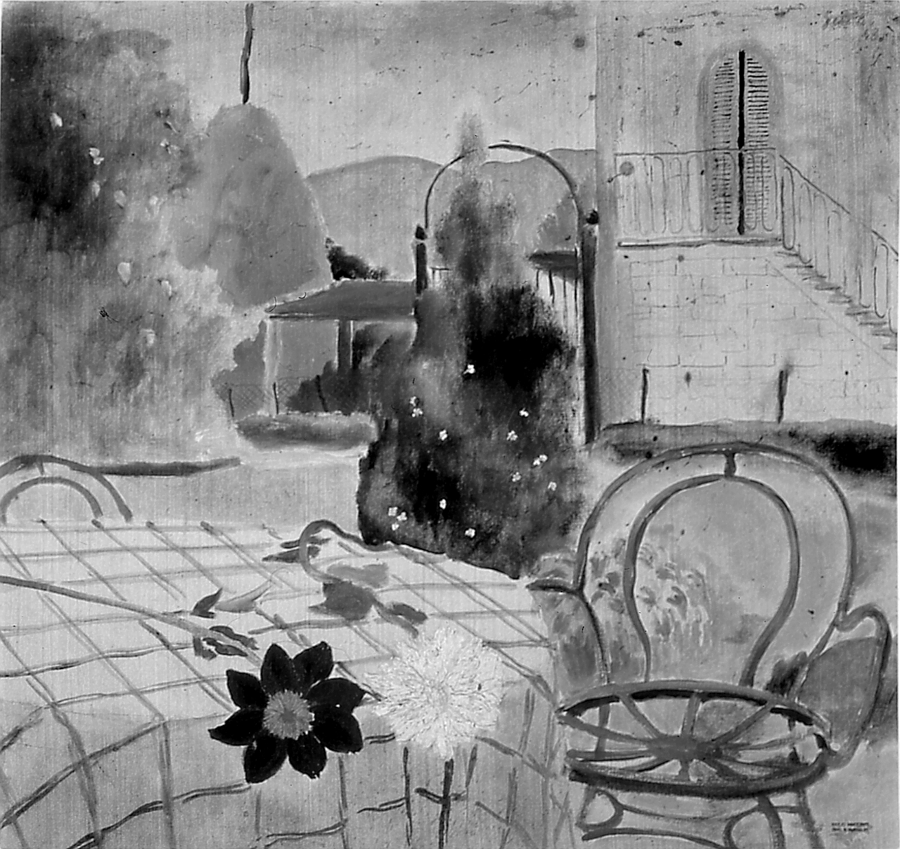 Villa Carobbi, giardino di villa Carobbi (dipinto) di Innocenti Giulio (sec. XX)