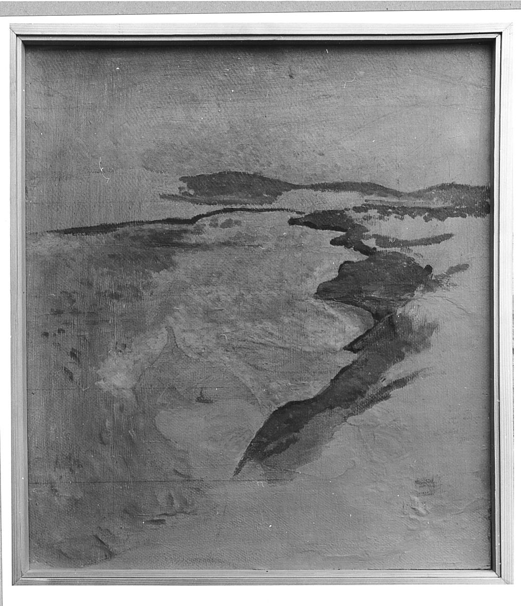 paesaggio fluviale (dipinto) di Savioli Leonardo (sec. XX)