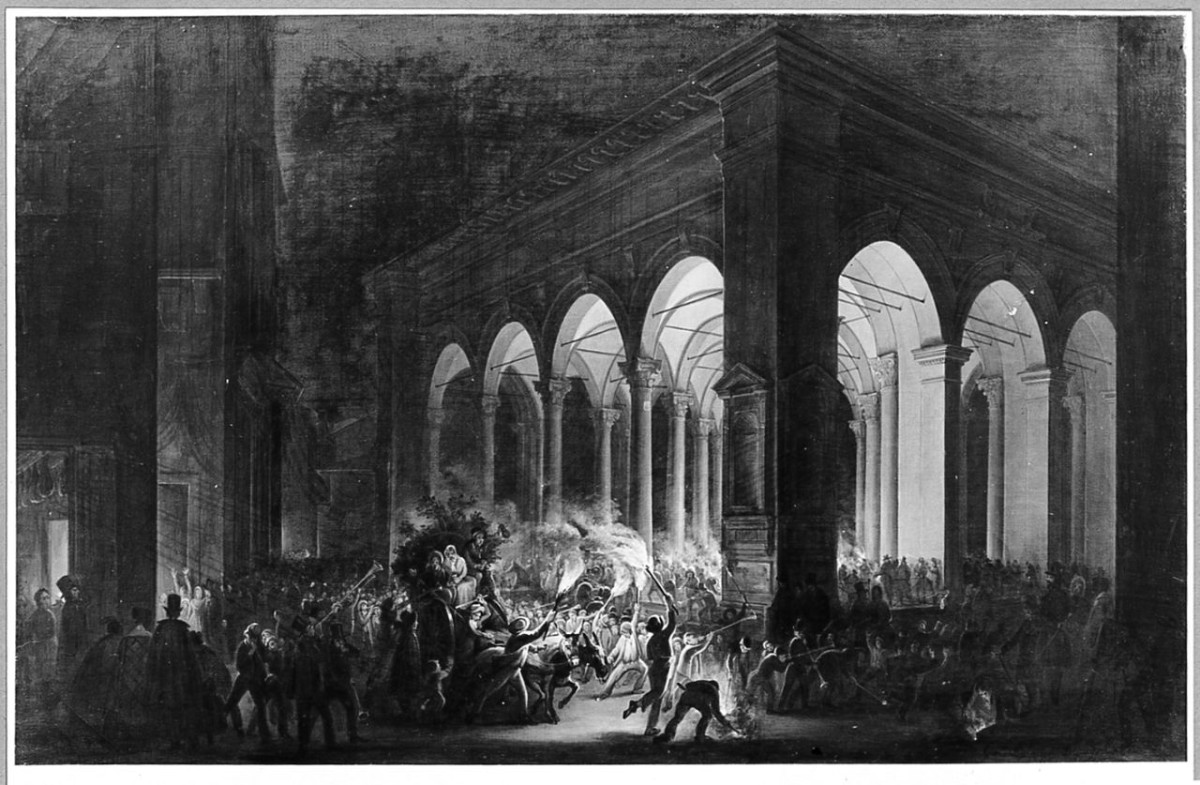 logge del mercato nuovo a Firenze (dipinto) di Signorini Giovanni (sec. XIX)