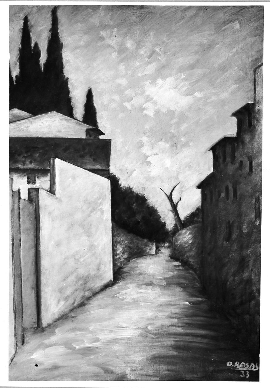 Via S. Margherita a Montici a Firenze (dipinto) di Rosai Ottone (sec. XX)