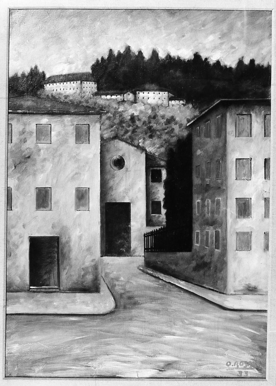 Via Lupo, veduta di città (dipinto) di Rosai Ottone (sec. XX)