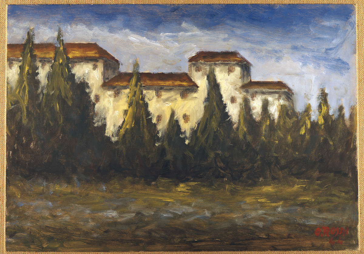 Strada, paesaggio (dipinto) di Rosai Ottone (sec. XX)