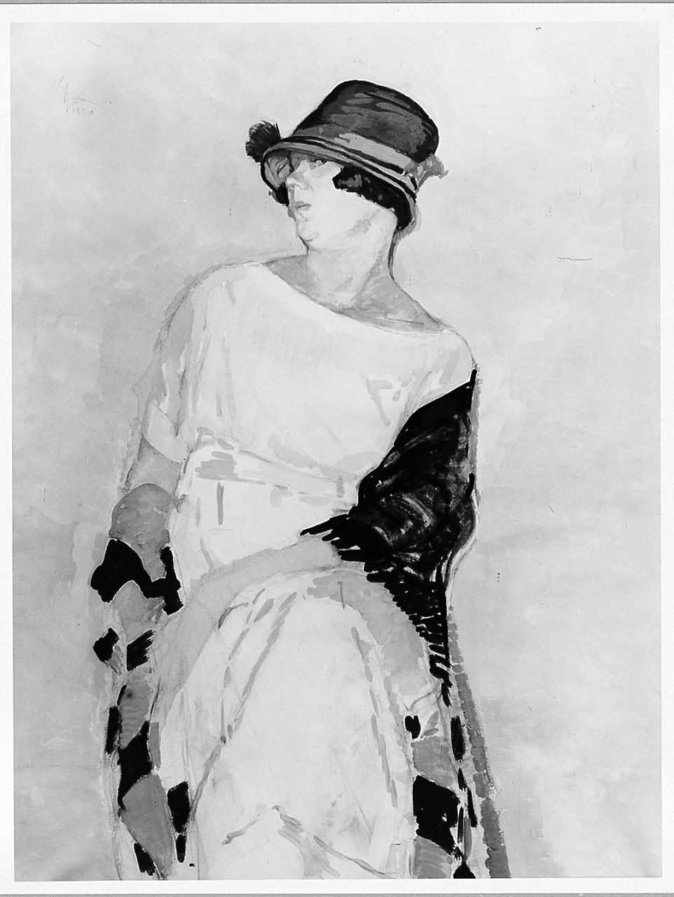 figura femminile seduta (dipinto) di Sabatini Italo (sec. XX)