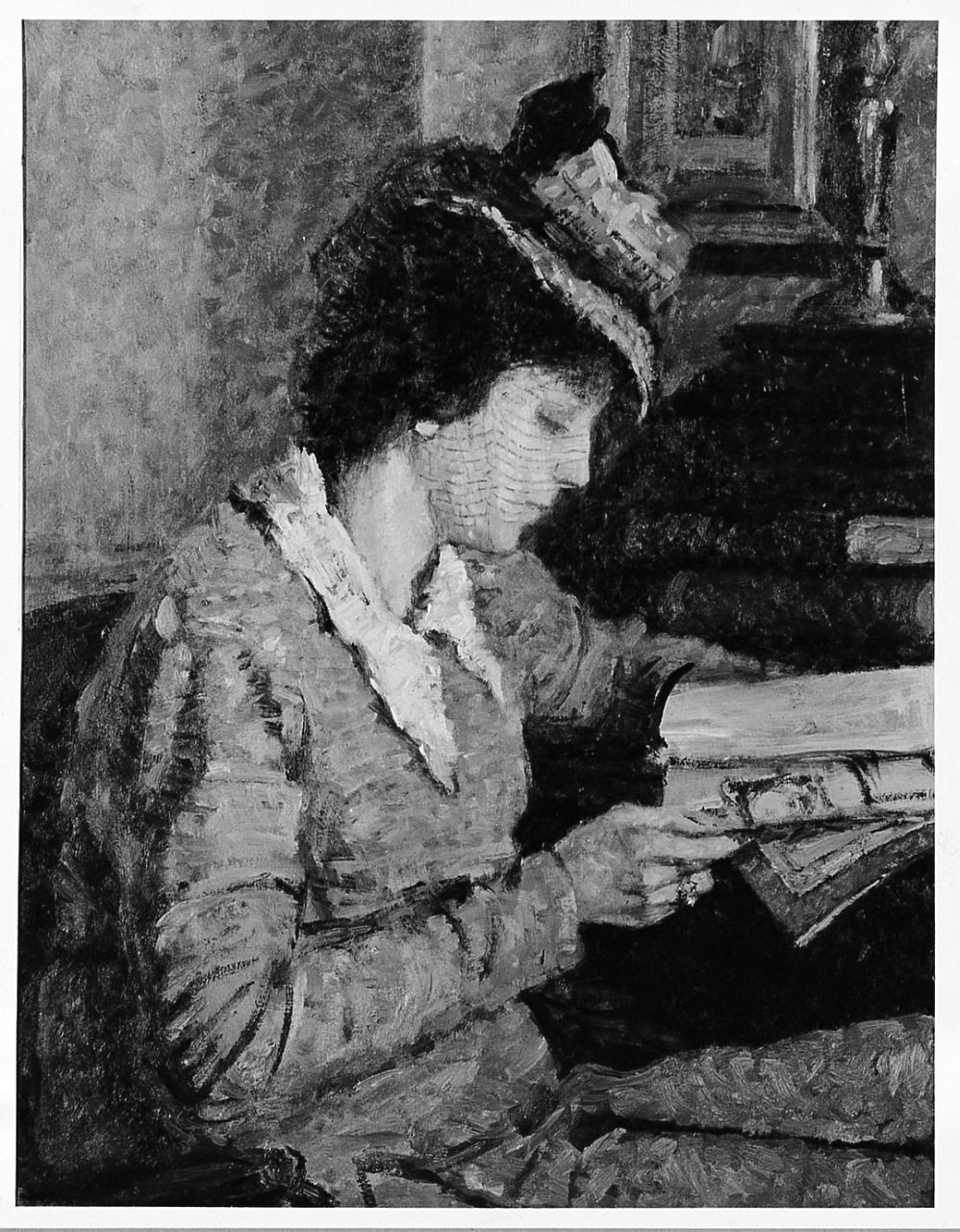 In attesa, figura femminile seduta (dipinto) di Sacchetti Giotto (sec. XX)