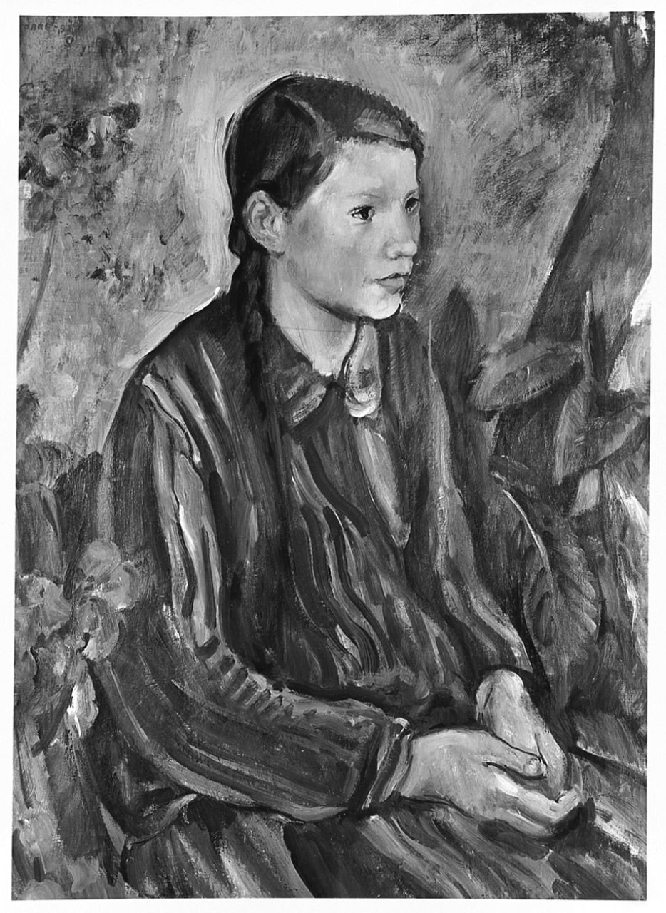 ritratto di Gisella, figura femminile seduta (dipinto) di Pozzi Ennio (sec. XX)