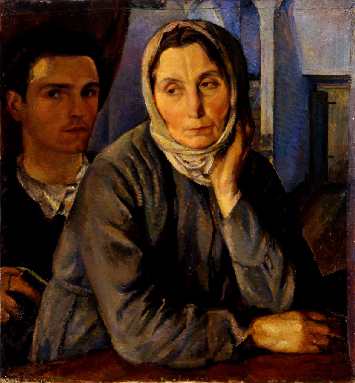 autoritratto di Ennio Pozzi con la madre (dipinto) di Pozzi Ennio (sec. XX)