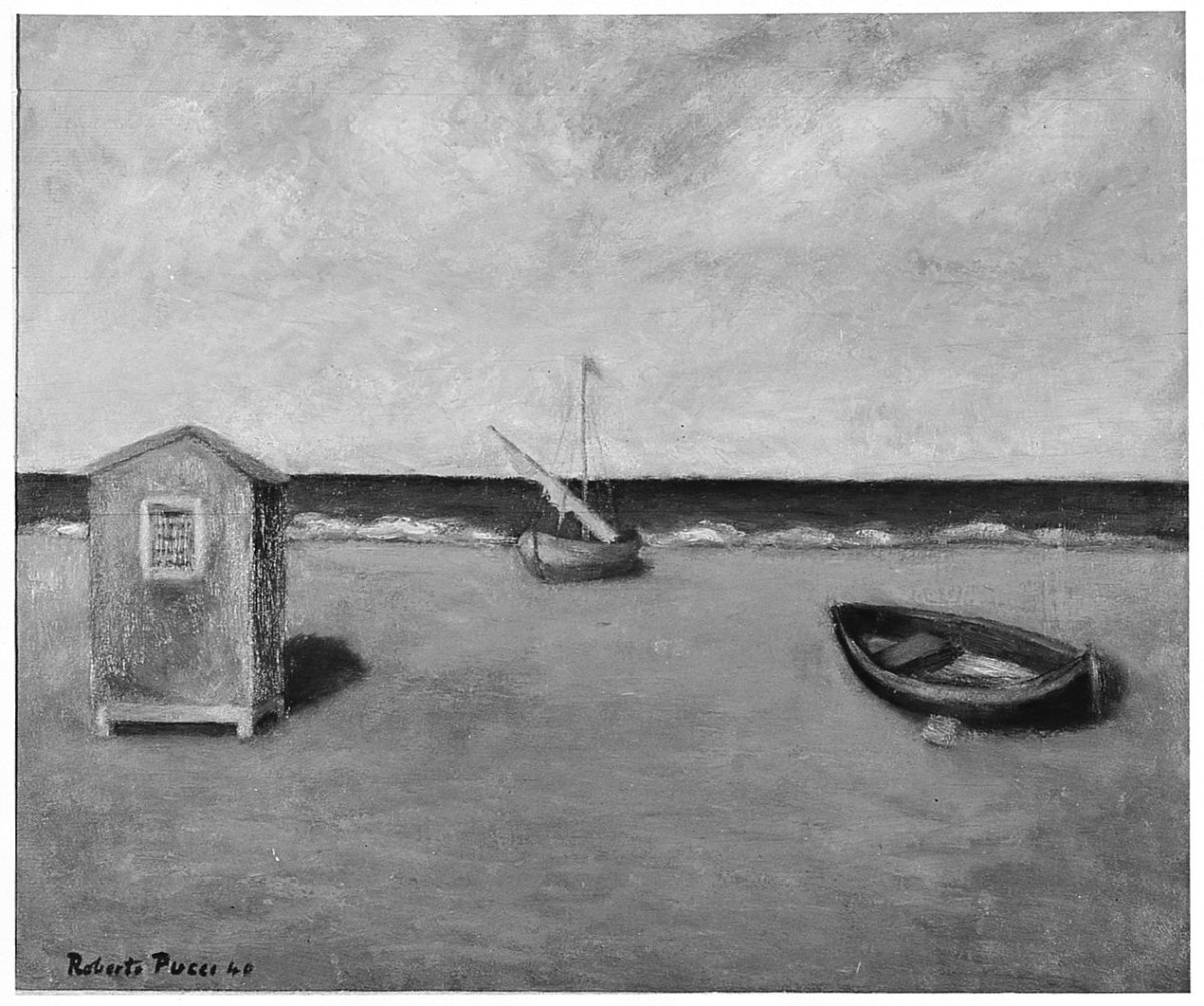 paesaggio marino (dipinto) di Pucci Roberto (sec. XX)