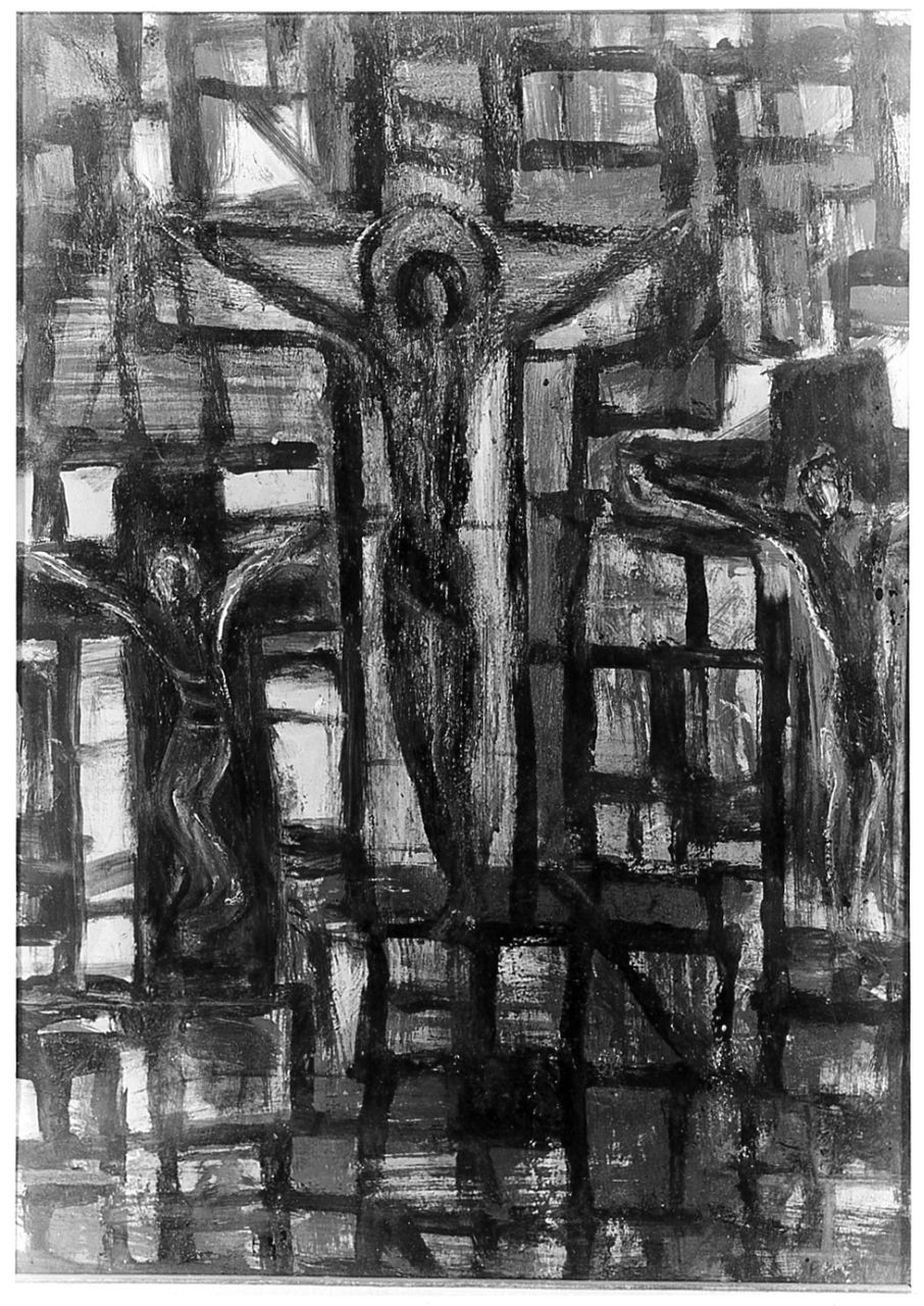 crocifissione di Cristo (dipinto) di Quentin Alberto (sec. XX)