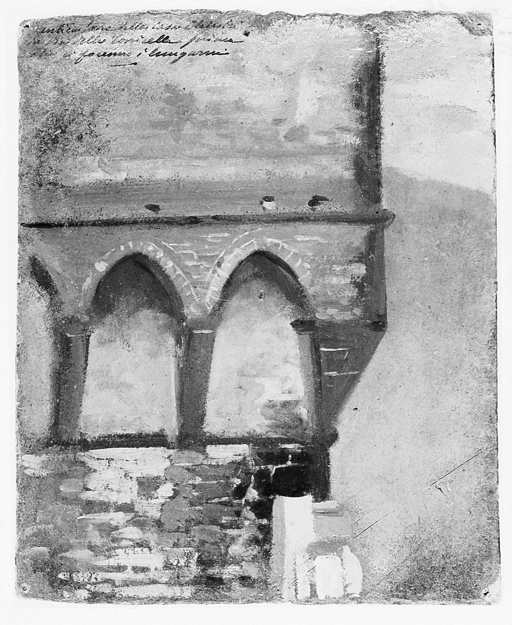 veduta di una torre, architettura (dipinto) di Saltini Pietro (sec. XIX)