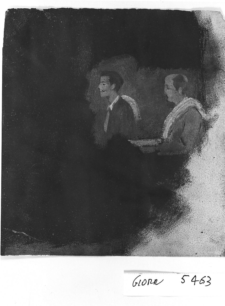Caricatura di due uomini, figure maschili (dipinto) di Saltini Pietro (seconda metà sec. XIX)