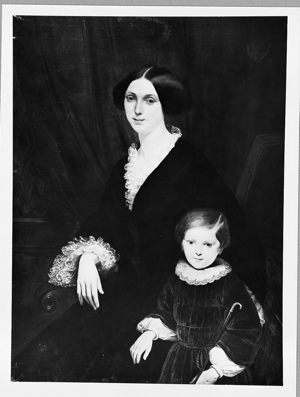 ritratto di Elisabeth Barret Browing con il figlioletto Robert (dipinto) di Podesti Francesco (sec. XIX)