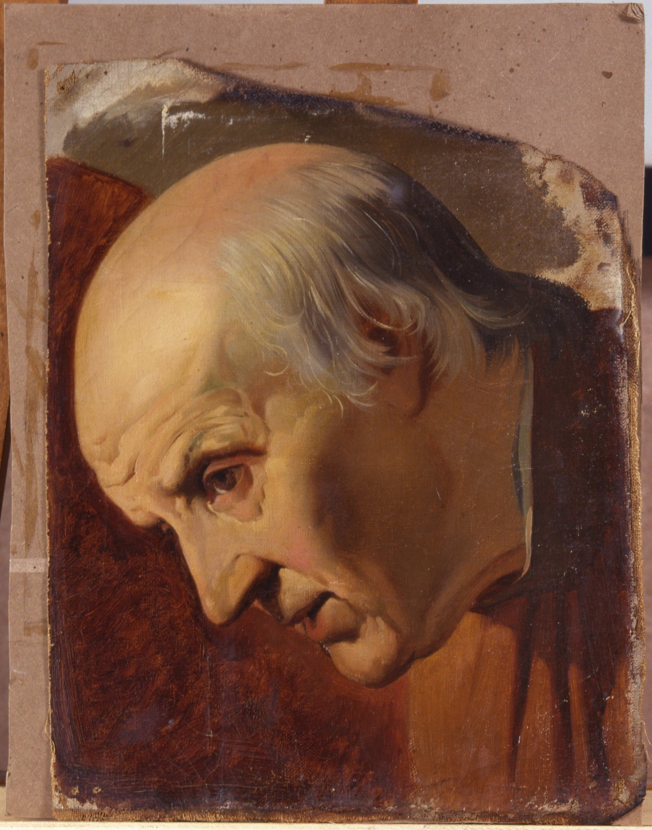Studio di testa maschile, studio per Gli esuli di Siena, ritratto d'uomo (dipinto) di Pollastrini Enrico (sec. XIX)