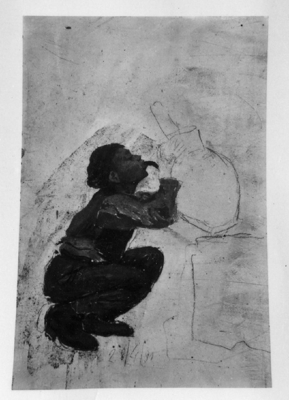 ragazzo che beve (dipinto) di Belimbau Adolfo (sec. XIX)