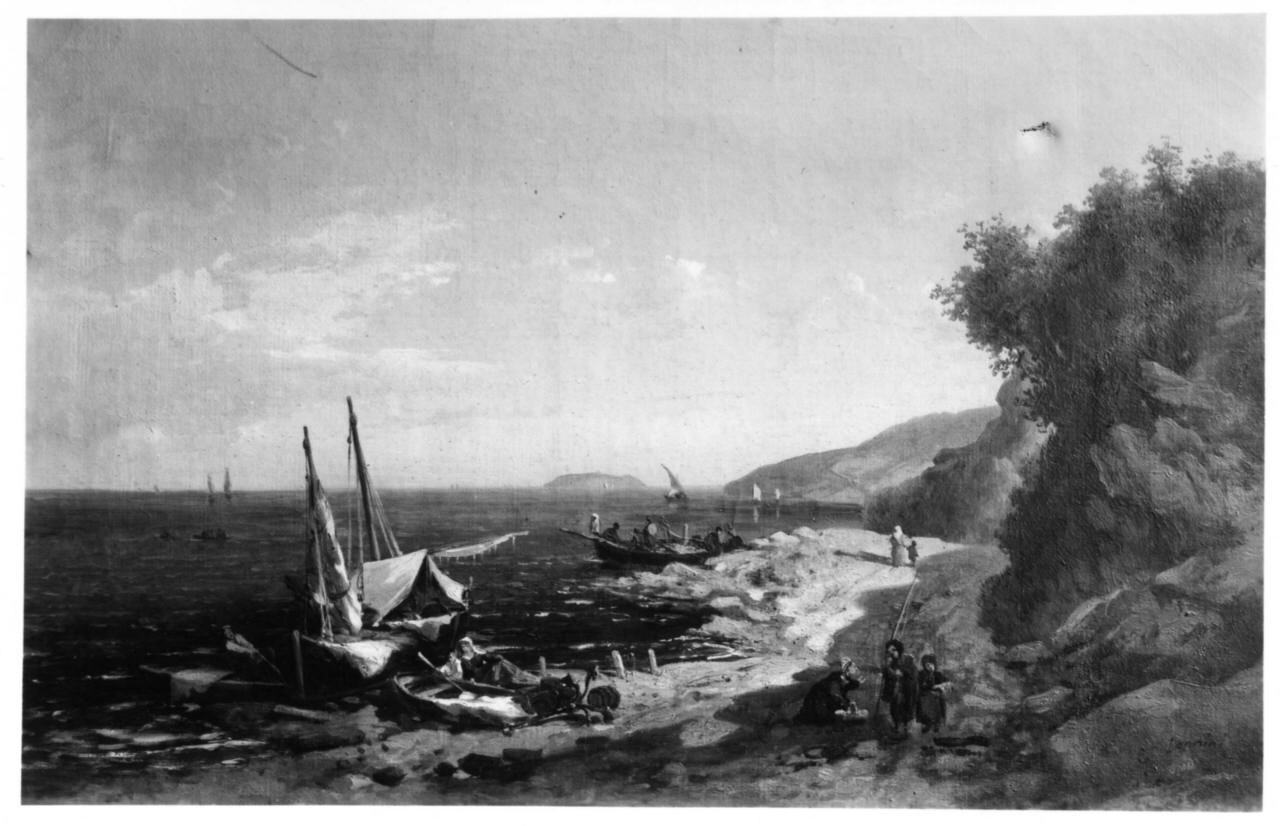 Spiaggia di Rio, marina (dipinto) di Donnini Emilio (metà sec. XIX)
